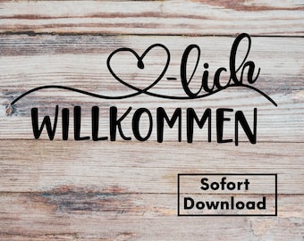 Plotterdatei Herzlich Willkommen, svg, png, Descarga Sofort, Plotter, Vorlage