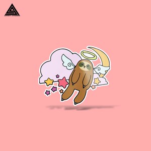 Heavenly Sloth Sticker || vinyl sticker, water bottle sticker, tumbler stickers, laptop decals, waterproof sticker, sloth sticker