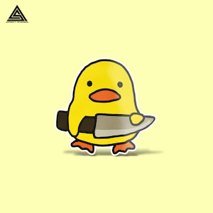 Chick with Knife Sticker || vinyl sticker, water bottle sticker, tumbler stickers, laptop decals, waterproof sticker, animal knife stickers