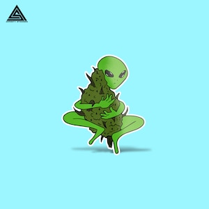 Nug Love Alien Sticker || vinyl sticker, water bottle sticker, tumbler stickers, laptop decals, waterproof sticker, alien stickers