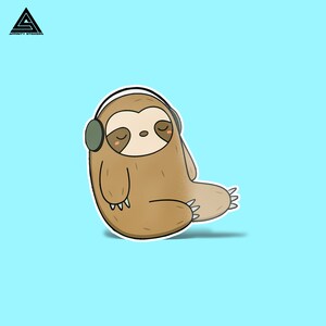 Vibing Sloth Sticker || vinyl sticker, water bottle sticker, tumbler stickers, laptop decals, waterproof sticker, sloth sticker