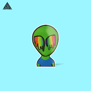 Trippy Alien Sticker || vinyl sticker, water bottle sticker, tumbler stickers, laptop decals, waterproof sticker, alien stickers
