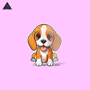 Kawaii Beagle Dog Sticker || vinyl sticker, water bottle sticker, tumbler stickers, laptop decals, waterproof sticker, dog breed stickers