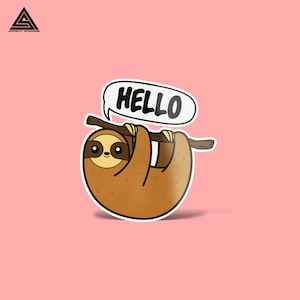 Hanging Sloth Sticker || vinyl sticker, water bottle sticker, tumbler stickers, laptop decals, waterproof sticker, sloth sticker
