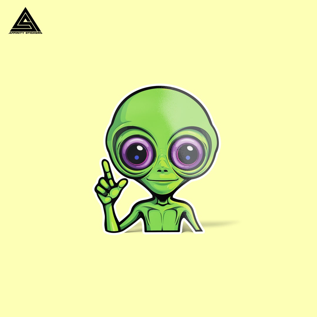 Green Alien Sticker || Vinyl Sticker, Water Bottle Sticker, Tumbler ...