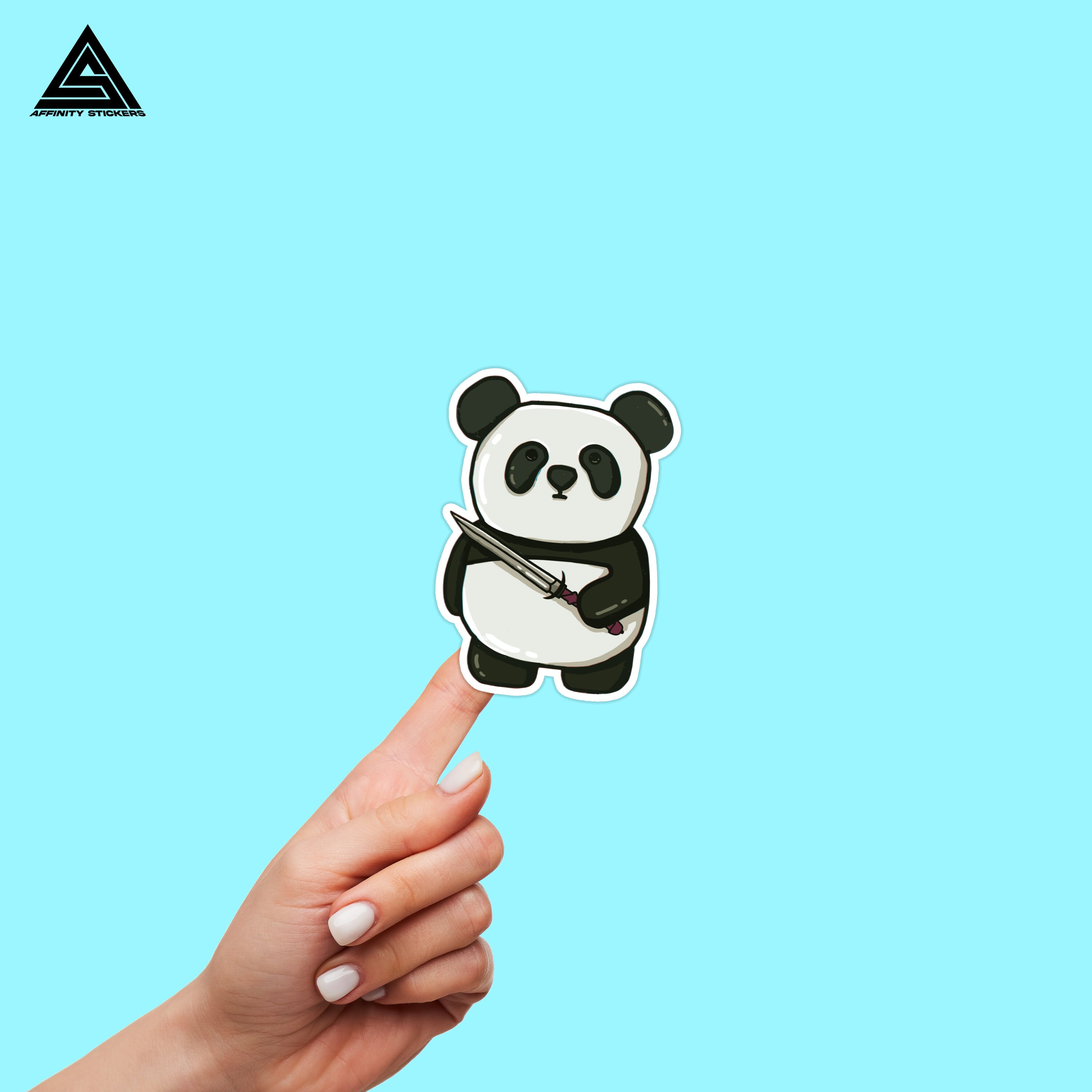 Panda With Knife Sticker || Vinyl Sticker, Water Bottle Sticker, Tumbler Stickers, Laptop Decals, Waterproof Sticker, Animal Knife Stickers