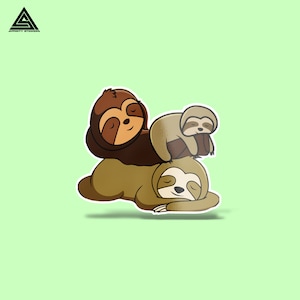 Sloth Family Sticker || vinyl sticker, water bottle sticker, tumbler stickers, laptop decals, waterproof sticker, sloth sticker