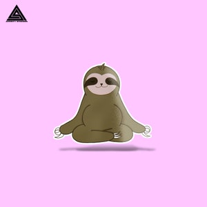 Meditating Sloth Sticker || vinyl sticker, water bottle sticker, tumbler stickers, laptop decals, waterproof sticker, sloth sticker