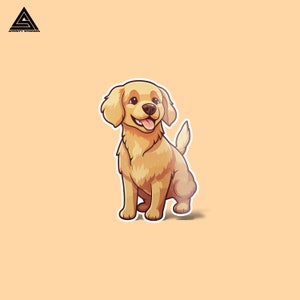 Kawaii Golden Retriever Dog Sticker || vinyl sticker, water bottle sticker, tumbler stickers, laptop decals, waterproof sticker, dog breed