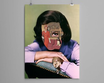 Collagekonsttryck – ‘Avon Calling’ – retrokonst, vintagekonst, tryck, väggkonst, presentidé, psykedelisk konst, surrealistisk konst, affisch, öga, hund
