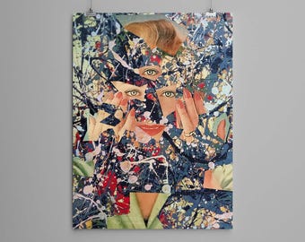 Collagekonsttryck – ‘Full Potential’ – retrokonst, vintagekonst, tryck, väggkonst, presentidé, psykedelisk konst, surrealistisk konst, affisch, porträtt
