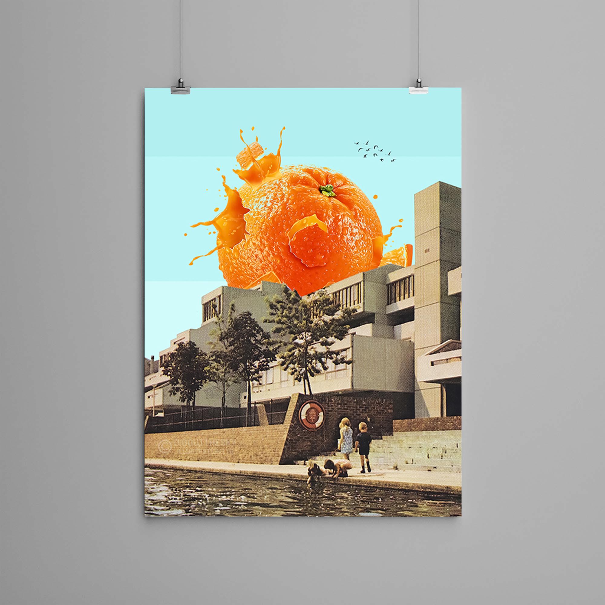 Collage Art Print - "Flat Block Marina" -  retro art, vintage art, home decor, wall art, gift idea, psychedelic art, surreal art, poster