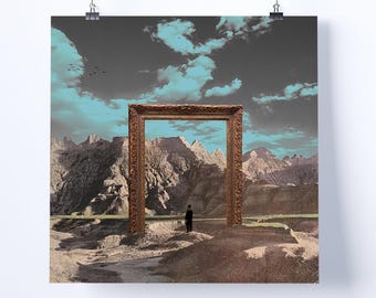 Impresión de arte collage: "El gran marco": arte retro, arte vintage, decoración del hogar, arte mural, idea de regalo, arte psicodélico, arte surrealista, póster