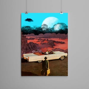 Collage Art Print - &quot;Way Down&quot; -  retro art, vintage art, home decor, wall art, gift idea, psychedelic art, surreal art, poster, handmade