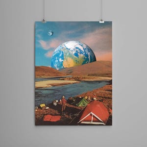 Collagekonsttryck - "Utanför synhåll" - retrokonst, vintagekonst, heminredning, väggkonst, presentidé, psykedelisk konst, surrealistisk konst, affisch, camping