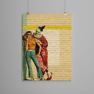 Collage Art Print – ‘Love Is Real’ -  retro art, vintage art, print, wall art, gift idea, psychedelic art, surreal art, poster, clown, love
