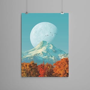 Stampa artistica collage – "L'autunno sta arrivando" - arte retrò, arte vintage, stampa, arte murale, idea regalo, arte psichedelica, arte surreale, poster, luna, albero