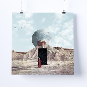 Collage Art Print – ‘Temple Of The Desert’ -  retro art, vintage art, home decor, wall art, gift idea, psychedelic art, surreal art, poster