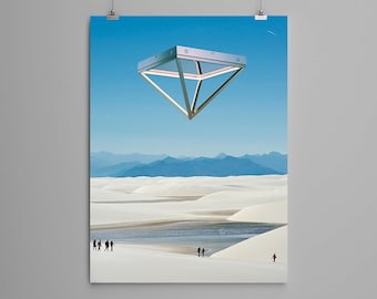 コラージュアートプリント - 「Taken Place」 - レトロアート、ヴィンテージアート、ホームデコレーション、ウォールアート、ギフトアイデア、サイケデリックアート、シュールアート、ポスター、ハンドメイド