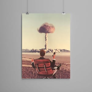 Collage Art Print - &quot;Current Affairs&quot; -  retro art, vintage art, home decor, wall art, gift idea, psychedelic art, surreal art, poster, bomb