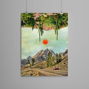 Collage Art Print - "The Sky Is Not The Limit" -  retro art, vintage art, home decor, wall art, gift idea, psychedelic art, surreal art, sun