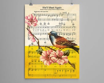 Collage Art Print - &quot;We&#39;ll Meet Again&quot; -  retro art, vintage art, home decor, wall art, gift idea, psychedelic art, surreal art, poster