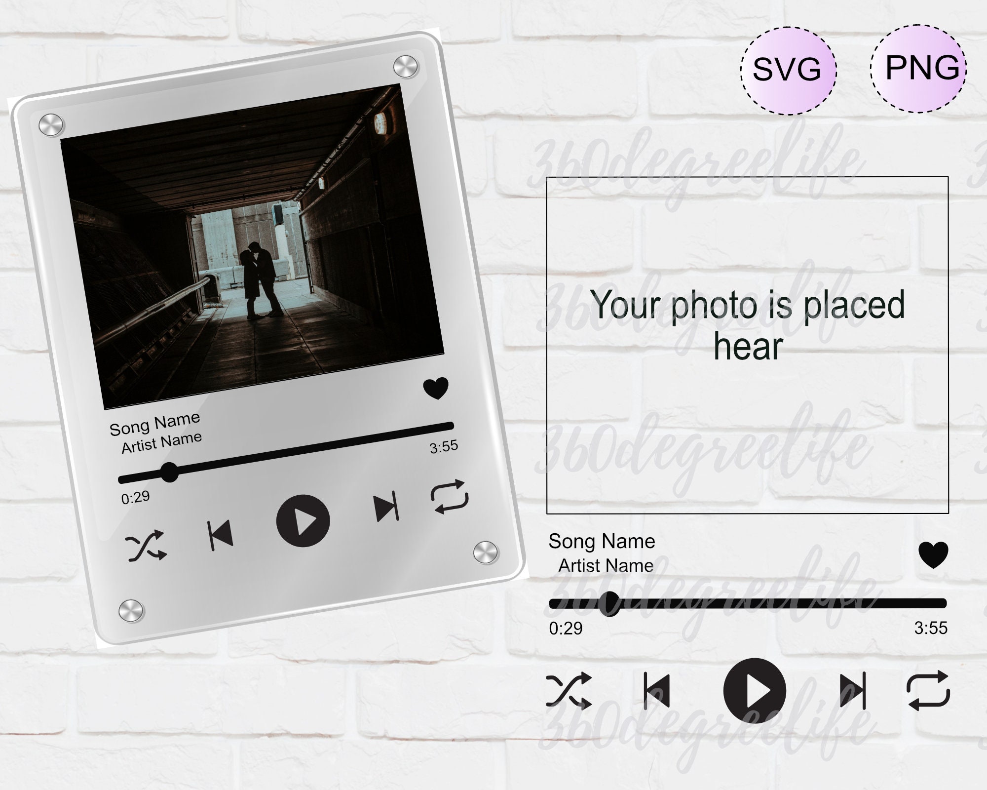 Spotify Glass SVG, Reproductor de música SVG, Plantilla de cristal