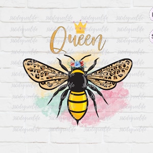 Queen Bee Floral watercolor Leopard Sublimation Design Download, instant download loads, Digital Download, Hand Drawn,