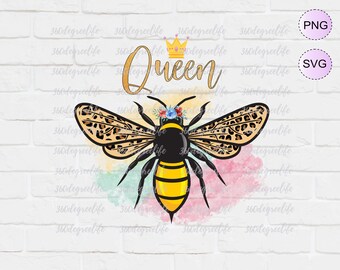 Queen Bee Floral watercolor Leopard Sublimation Design Download, instant download loads, Digital Download, Hand Drawn,