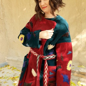 Luxury handmade coat, suzane coat, woman handcrafted jacket, velvet coat, unique art work image 8