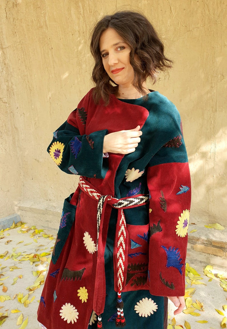 Luxury handmade coat, suzane coat, woman handcrafted jacket, velvet coat, unique art work image 8