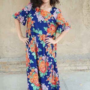 Handmade boho dress, organic cotton dress, Uzbek dress, floral design, summer dress, ethnic dress, boho style, oversized dress image 3