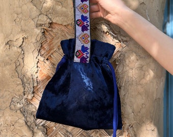 100% Handmade Bag – Velvet Electric Blue Clutch – Omiyage Bag – Bundle Bag