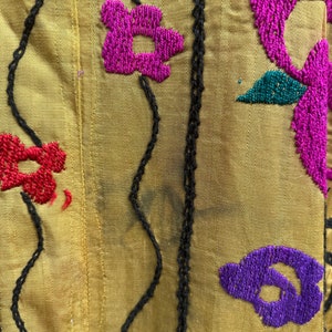 100% Handmade Women's Suzani Mid Coat Embroidered Jacket Uzbek Silk Chapan image 6
