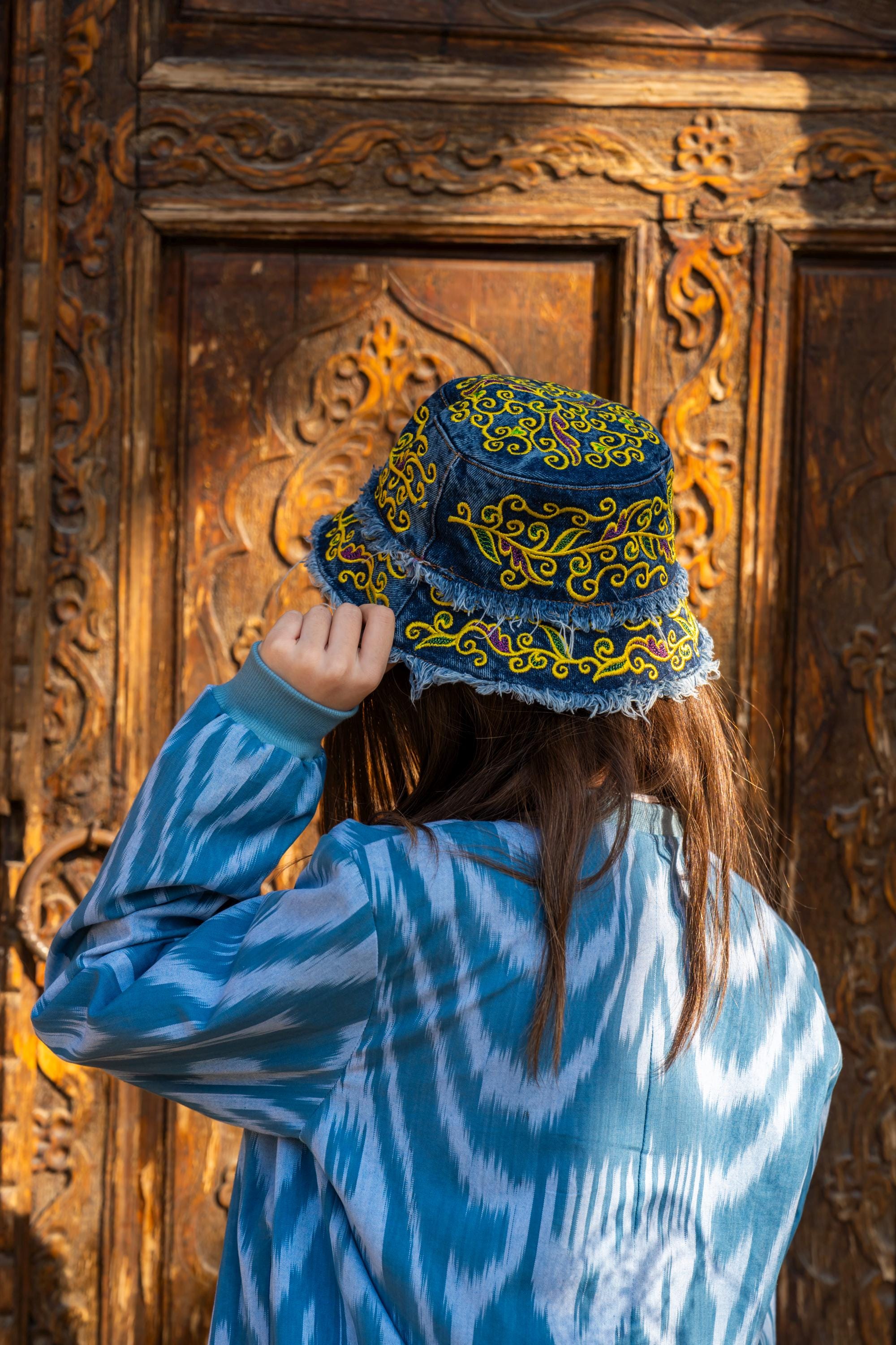 素晴らしい価格 Unisex Handmade Denim Bucket Hat With Embroidery - Etsy Clothing