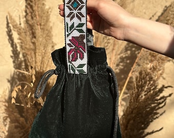100% Handmade Bag – Velvet Dark Green Clutch – Omiyage Bag – Bundle Bag
