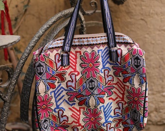 Handmade Ethnic Style bag - Suzani embroidery Shopper - Hand Weaving Silk Embroidery