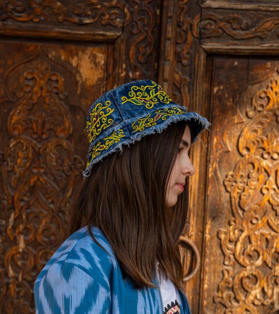福袋 公式 Denim Handmade Unisex Bucket Etsy - Embroidery With Hat Clothing