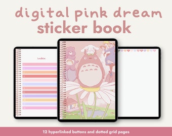 Digital Sticker Book for Goodnotes Digital Notebook Pink Totoro Notebook Howl's Moving Castle Sticker Book Cute