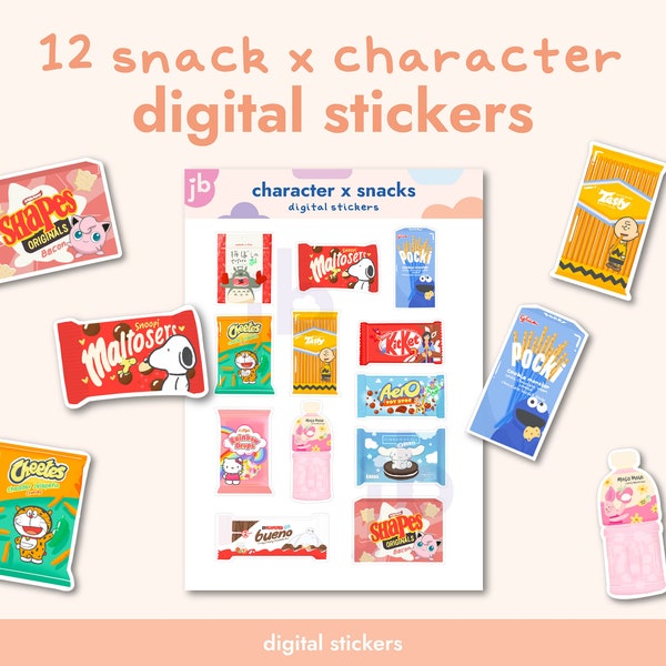 Digital Stickers Cute Character Stickers for Digital Journal Colorful Stickers for Goodnotes Illustrated Kawaii Stickers