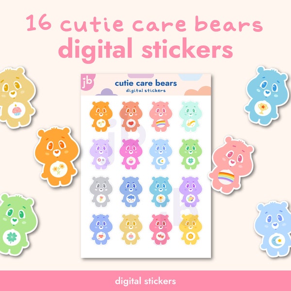 Cute Bear Digital Stickers for Journal Stickers with Popular Characters Goodnotes Stickers Kawaii Bear