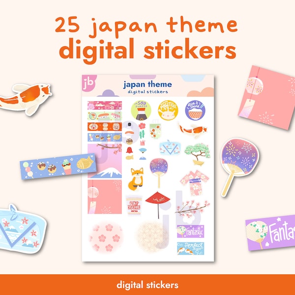 Digital Stickers Cute Japan Kawaii Stickers for GoodNotes Planner Cute Stickers for Digital Journal