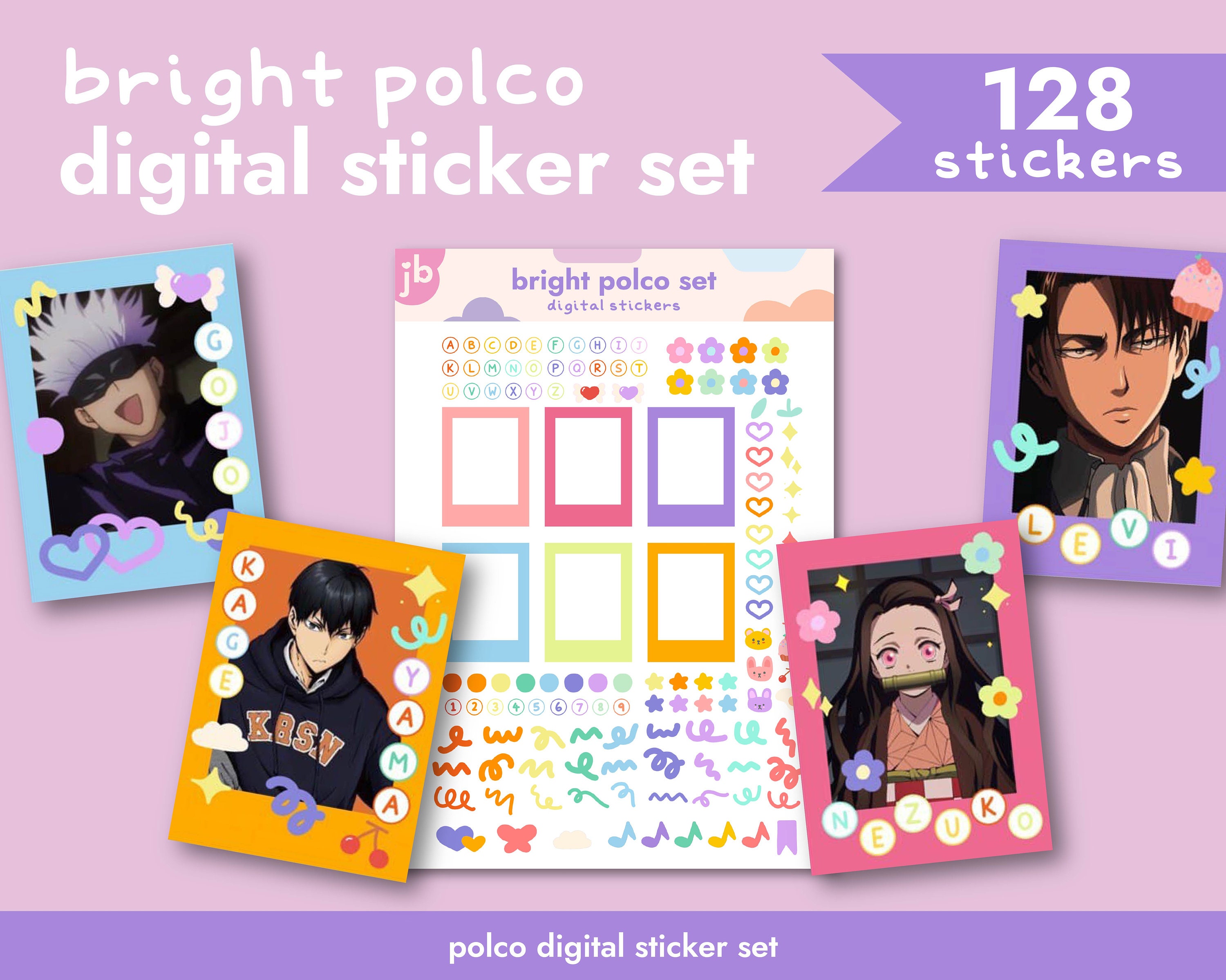 bright polco digital sticker set toploader decoration 128 etsy