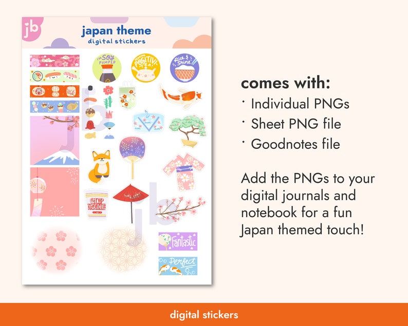 Digital Stickers Cute Japan Kawaii Stickers for Goodnotes Etsy