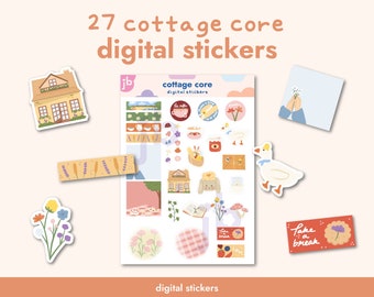 Cottage Core Digital Stickers for GoodNotes Planner Cute Stickers for Digital Journal Cottagecore