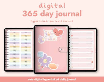 365 Day Diary Digital Journal for GoodNotes Diary Hyperlinked Journal Cute