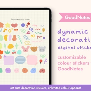 Goodnotes Stickers with Customizable Color Digital Stickers for Planner Decoration Digital Stickers Cute Dynamic Stickers