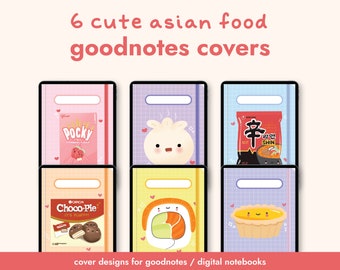 Couvertures Goodnotes avec illustration de nourriture mignonne Couvertures de cahier numérique pour les couvertures de matières scolaires avec de la nourriture et des collations asiatiques