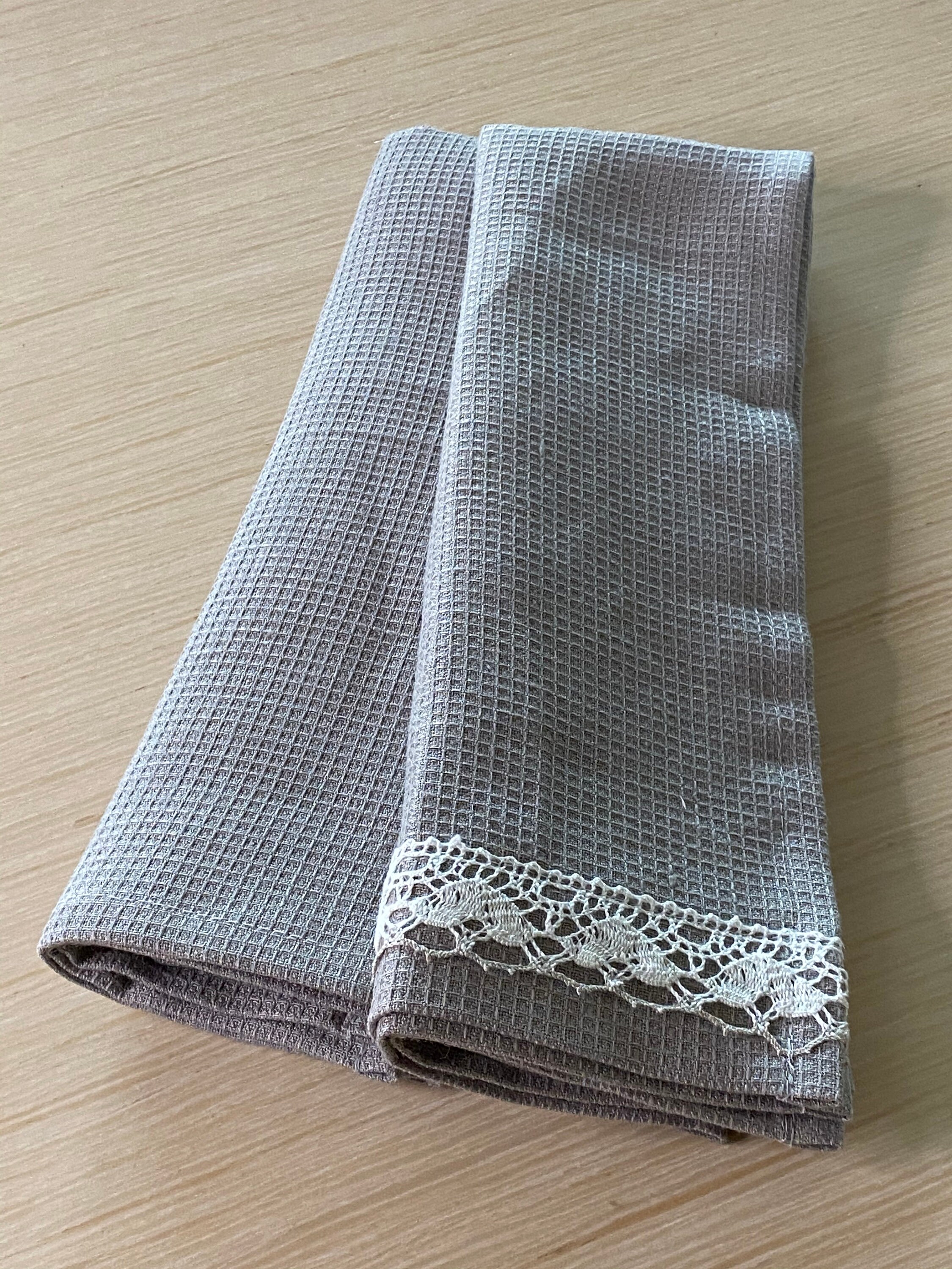 Lace Waffle Linen Tea Towels Natural Waffle Linen Towels Etsy Australia