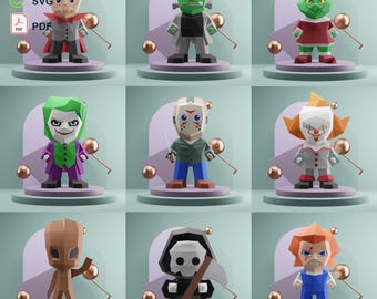 Lot de jouets 3D low poly : décoration à faire soi-même (SVG, PDF)